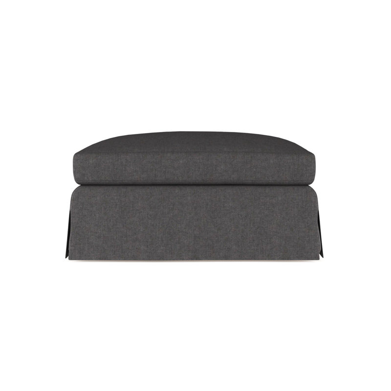 Ludlow Ottoman, Plush Velvet Blue Print, Ebony