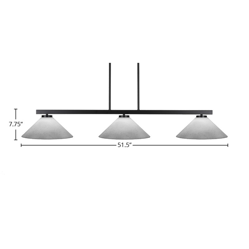 Atlas 3 Light Bar Shown In Matte Black Finish With 16" White Muslin Glass