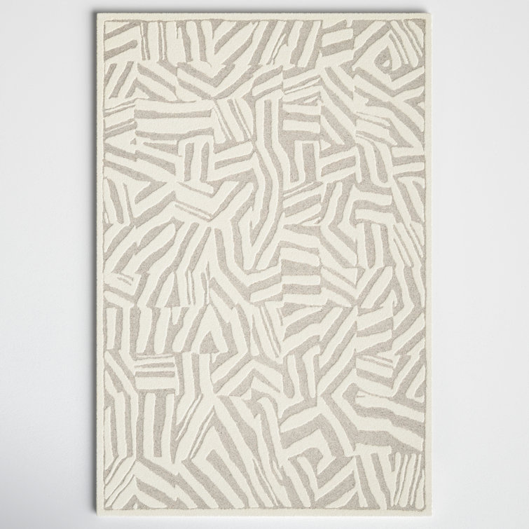 Talullah Abstract Hand Tufted Wool Area Rug in Beige/Gray
