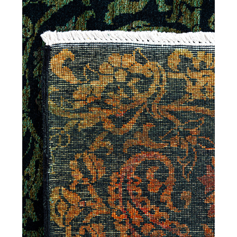 Overdyed Hand-Knotted Wool Modern-Contemporary Green Area Rug 4' 1" x 5' 1"