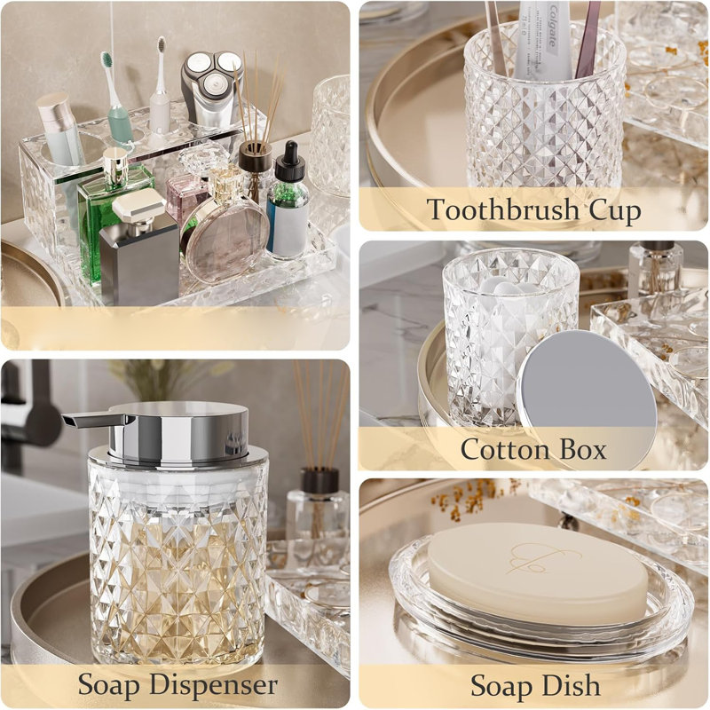 Glass Bathroom Accessory Set