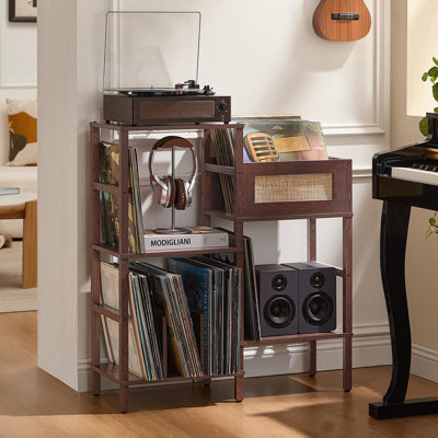 Record Player Stand, Wood Record Holder with Vinyl Storage Holds up to 300+ Albums by 17 Stories