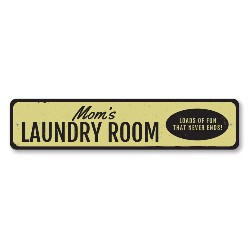 Mom's Laundry Room Custom Aluminum Sign, 4" H x 18" W x 0.04" D
