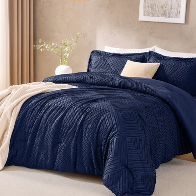 JOLLYVOGUE Full(82"×86") Comforter Set Navy