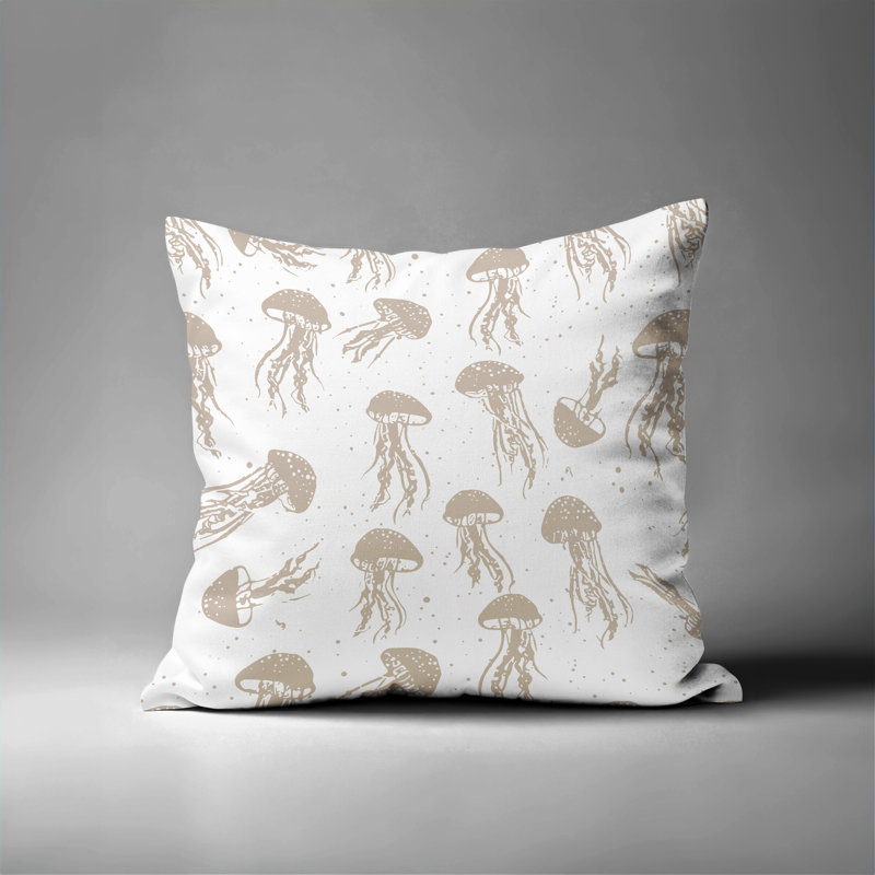 Barnon Outdoor Reversible Throw Pillow, Beige, 16"H x 16"W