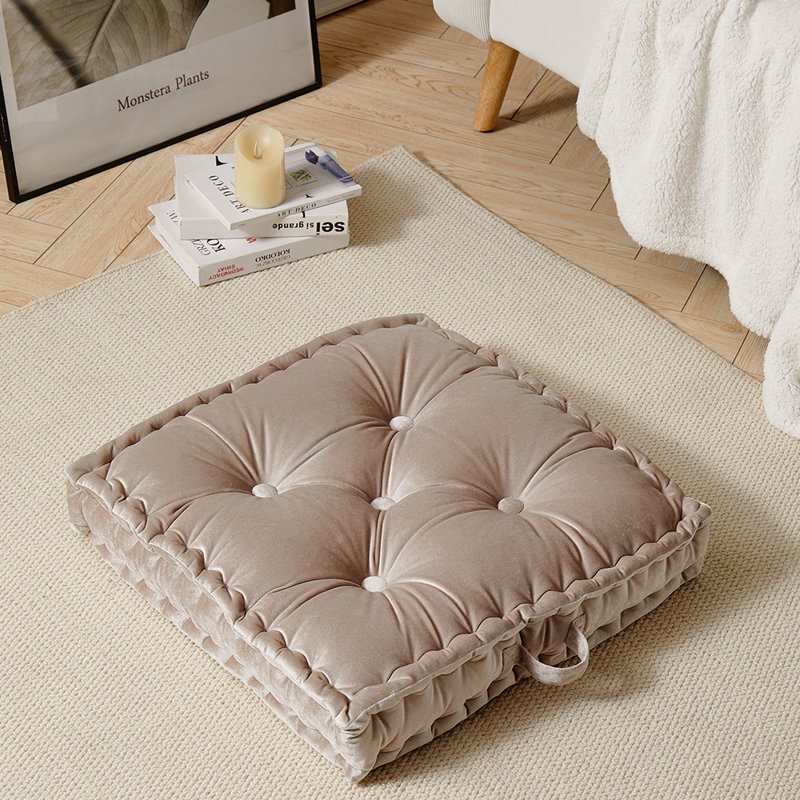 Akimos Cotton Square Floor Cushion, Khaki
