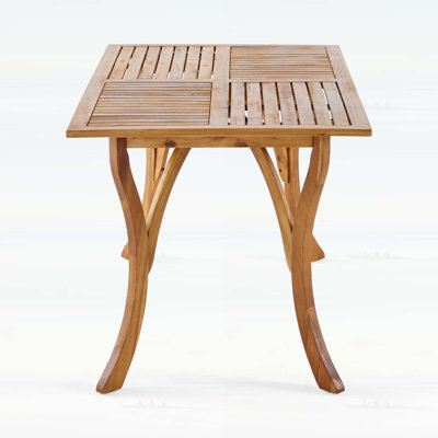 Outdoor 59 Inch Rectangular Wood Dining Table with Teak Finish, Perfect for Elegant Outdoor Gatherings and Durability