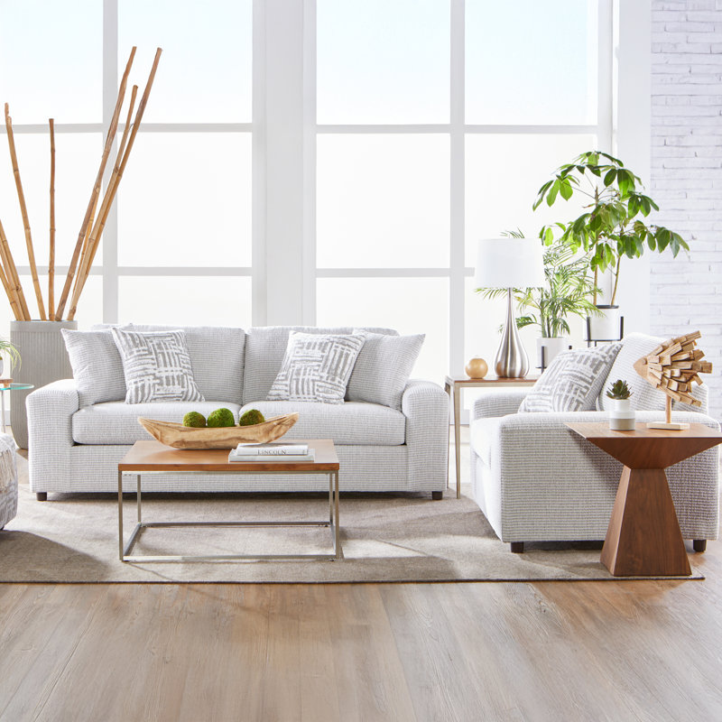 Ensemble de salon, canapé et fauteuil moelleux 2 pièces Cinderford, Beige