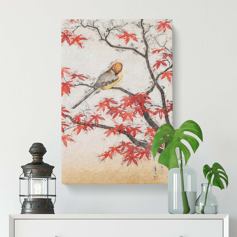 Bird In Autumn - Wrapped Canvas Painting, 50 cm H x 35 cm W