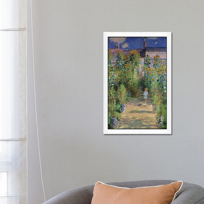 The Artist's Garden At Vetheuil, 1880 by Claude Monet - Wrapped Canvas Painting, 101.6 cm H x 66.04 cm W, White Framed