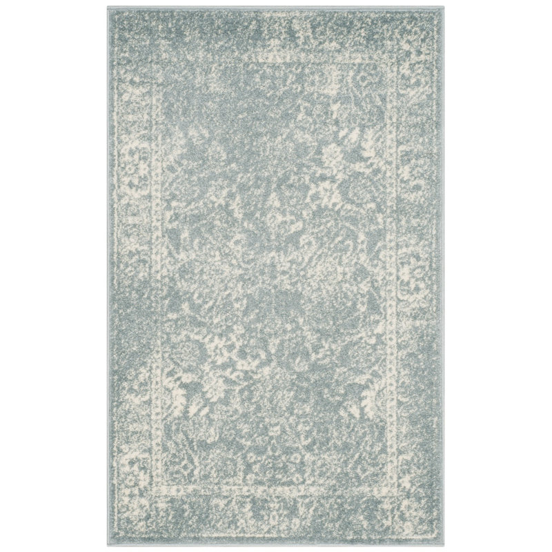 Tapis à motif oriental ardoisé / ivoire Nuss, Rectangle 3 pi x 5 pi