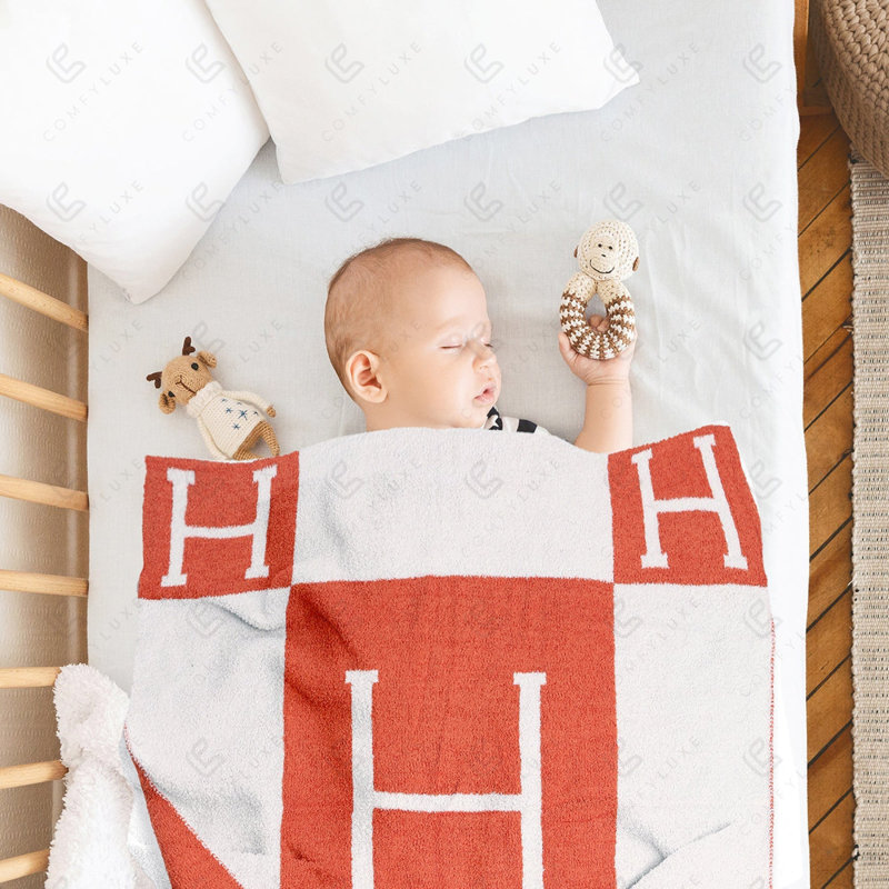 Jeté de luxe pour enfant "H" pour enfant - Orange