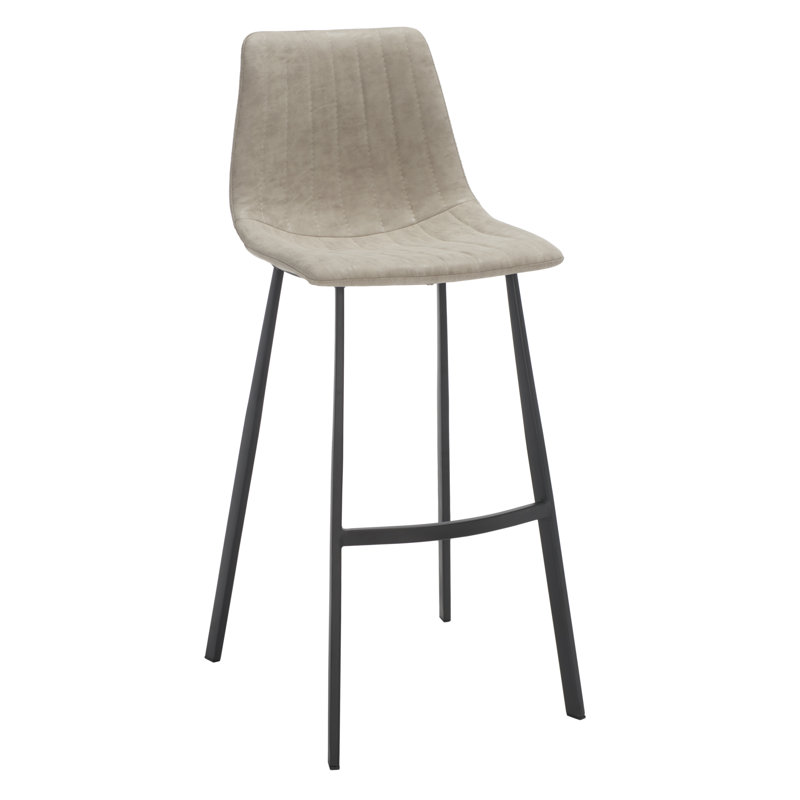 Upholstered Counter Stool with Metal Frame, Gray