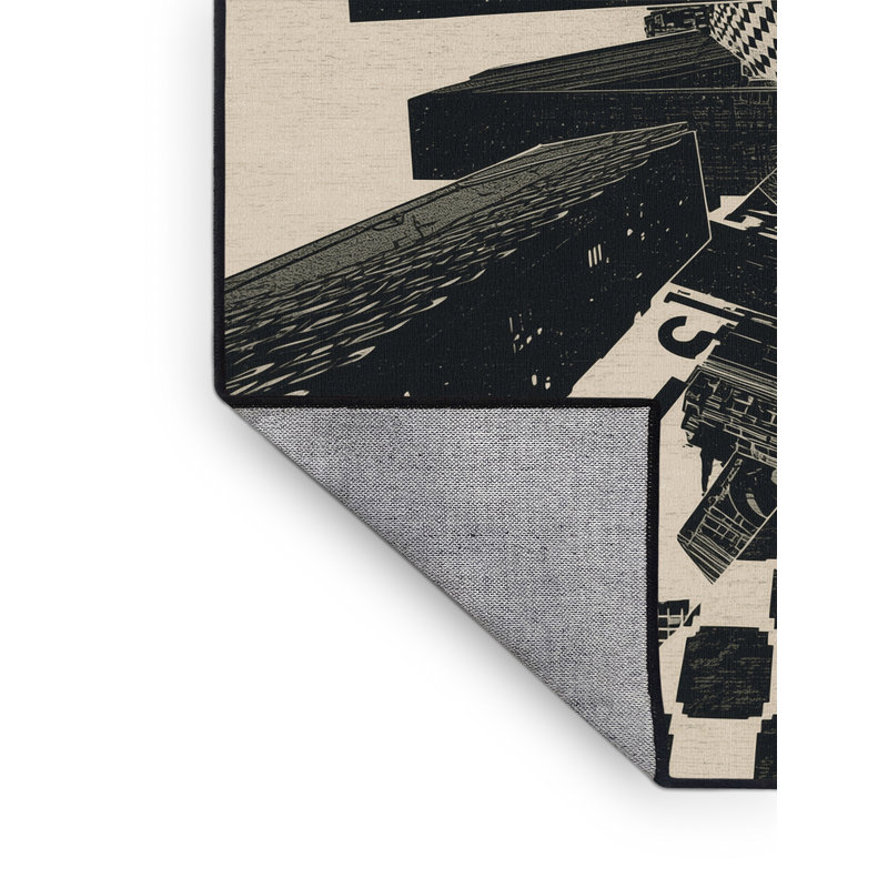 Tapis à damier moderne et contemporain Paizlei Paolo, 4 x 6