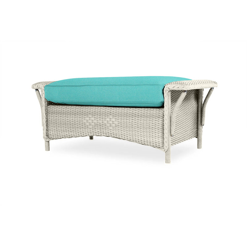 Nantucket Outdoor Ottoman, Flagship Lapis Sunbrella®, Linen