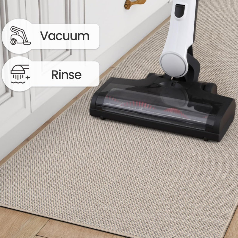 Solid Colour Polyester Anti-Fatigue Non-Skid Kitchen Mat, Beige