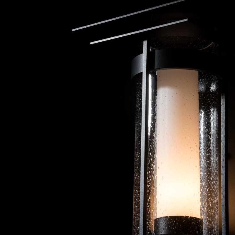 Torch Seeded Glass Outdoor Flush Mount, Coastal Black, 16.2" H x 7.9" W x 6.5" D