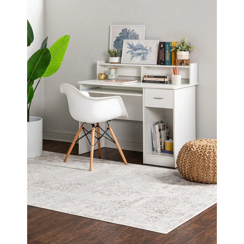 Tapis oriental ivoire / gris Ariella, Rectangle 4 pi 1 po x 6 pi 1 po