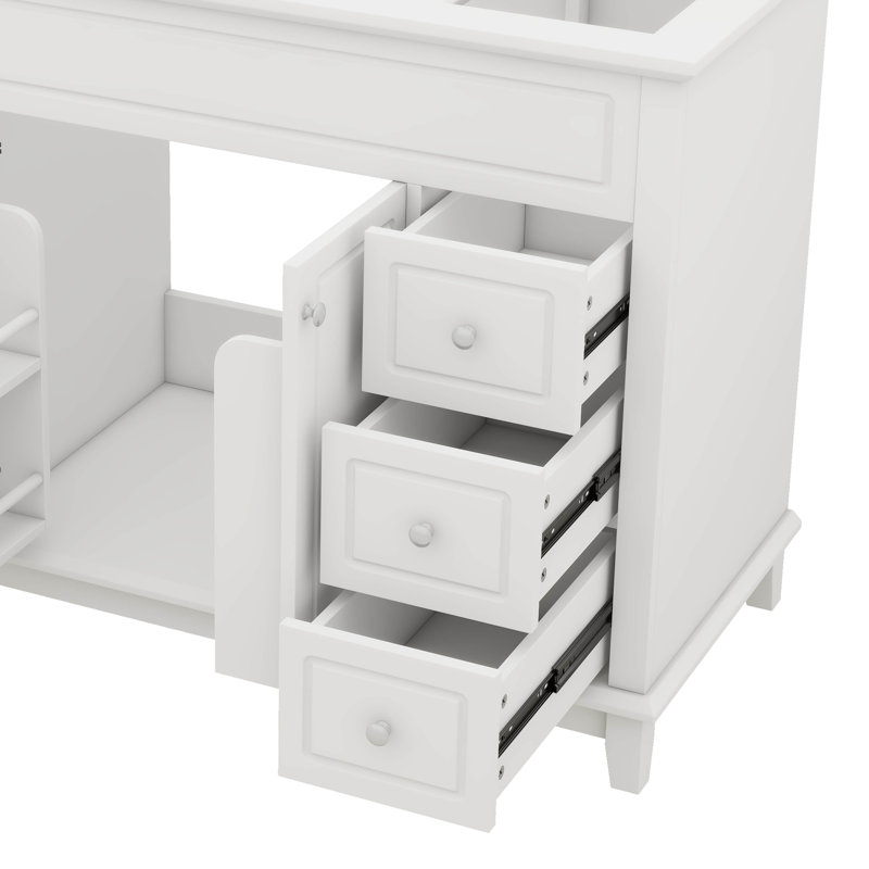 Meuble-lavabo de 46 po sans lavabo, entièrement équipé de 2 portes silencieuses et 6 tiroirs, portes doubles avec tablettes à deux niveaux