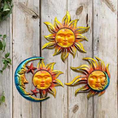 Paquet de 3 décorations murales Sun Face