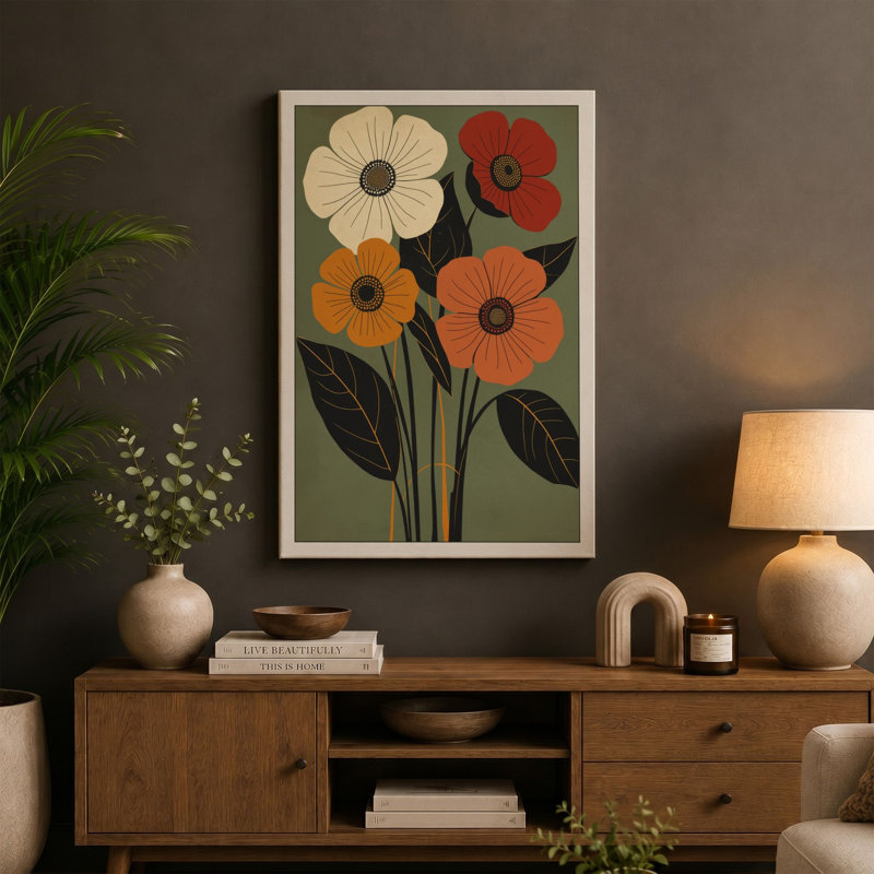 Bouquet Botanical - Wrapped Canvas, 36x24 - 91.4 x 61.0 cm, Black Border