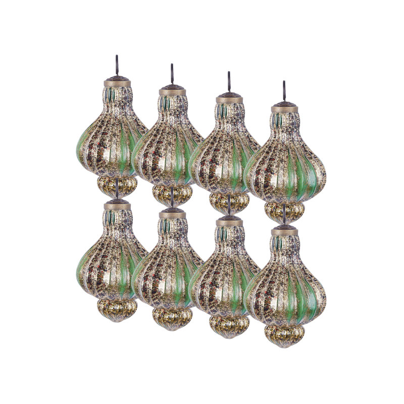 14cm Handmade Vintage Look Bauble, Green