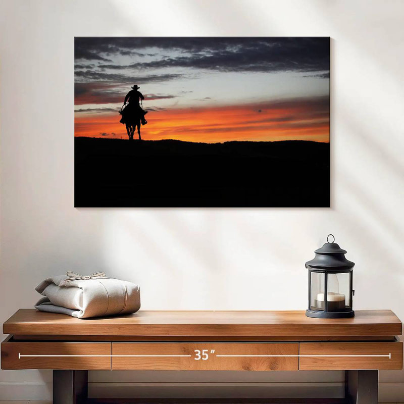 Lelar Cowboy At Dusk, 24" H x 36" W