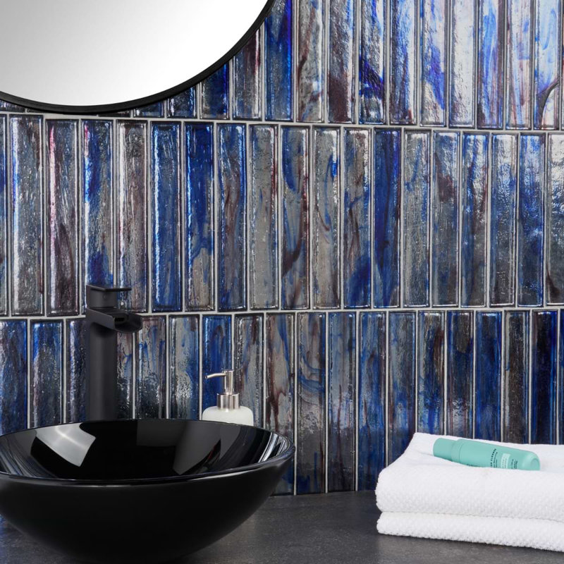 Komorebi 2x12 Brick Polished Glass Subway Tile