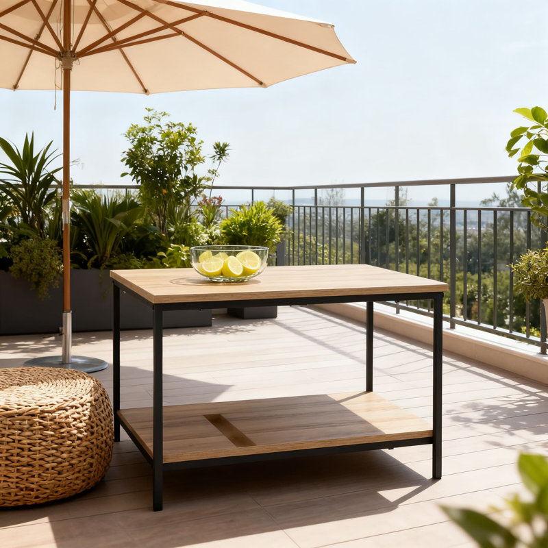Rectangular Wooden Coffee Table With Bottom Shelf, Two-Tier Modern Living Room Center Table With Durable Construction And Space-Saving Design