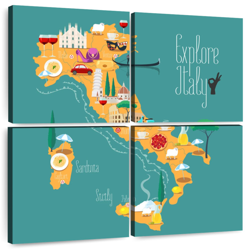 Carte d'Alazia Explorez l'Italie, H 32 po x l 32 po