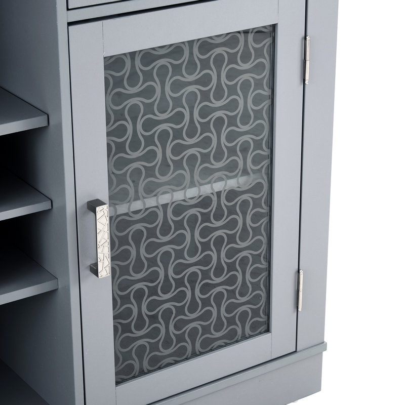 Modern Farmhouse Buffet Cabinet With 2 Drawers, Glass Door Cabinets, Wine And Glass Rack, Versatile Storage For Kitchen And Dining Room