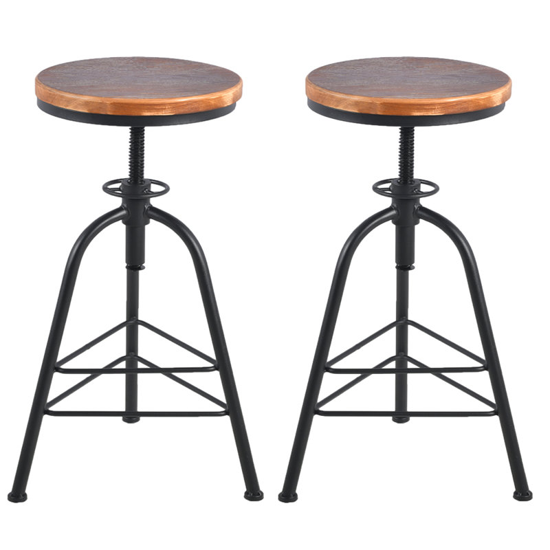 Tabouret pivotant en bois massif Jomarion, Noir