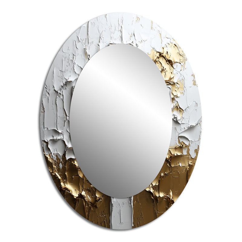 Miroir mural blanc en forme de croix chrétienne blanche et or II, 40 po x 30 po