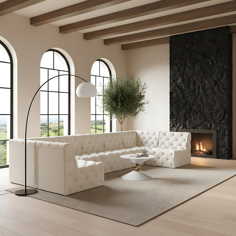 Canapé modulaire Klecka, Velours crème