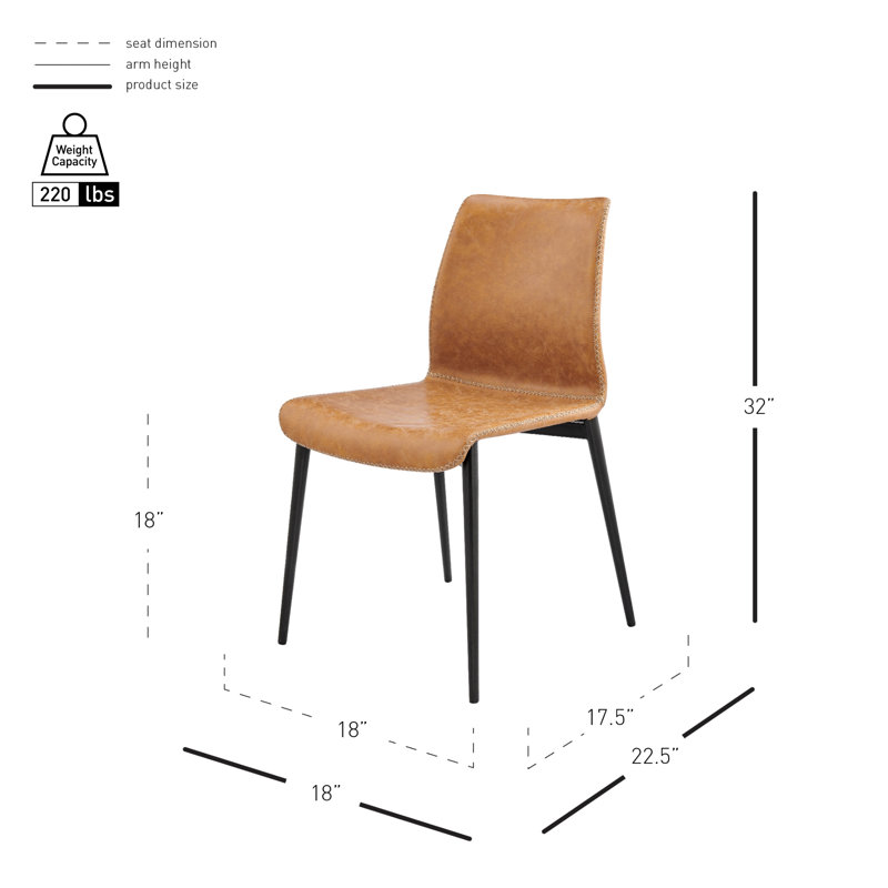 Jeljazka Faux Leather Dining Side Chair, Brown