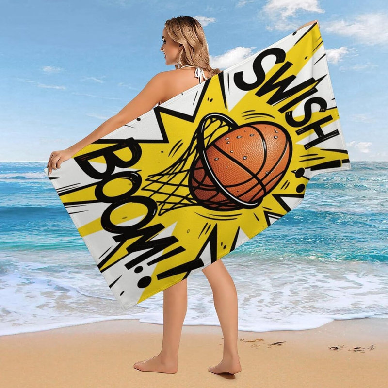 Quick Dry Microfiber Basketball Beach Towel, 30 x 60 in