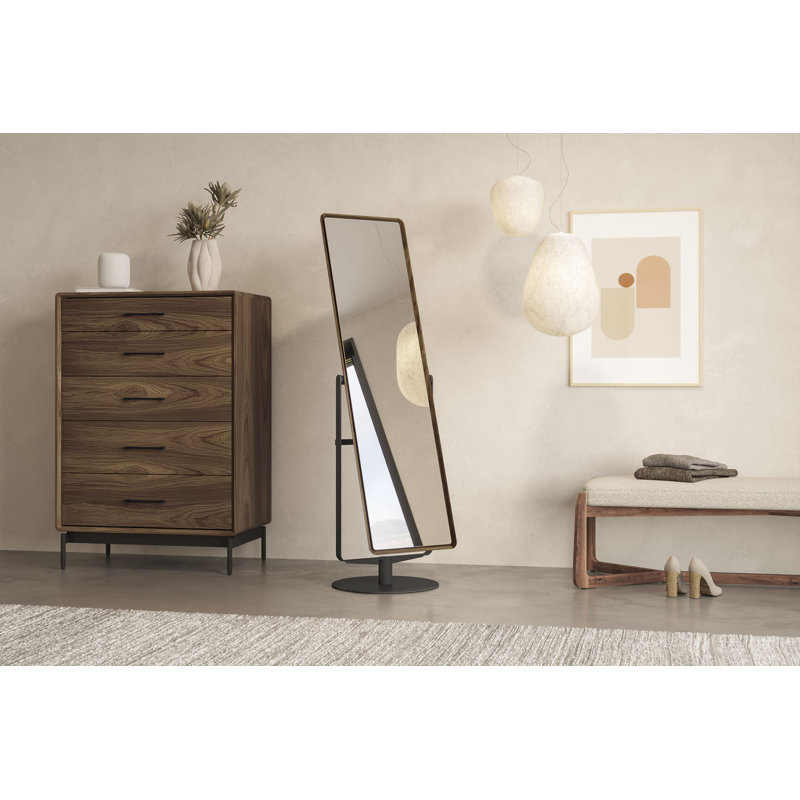 Continuum Rectangle Beveled Mirror, Natural Walnut