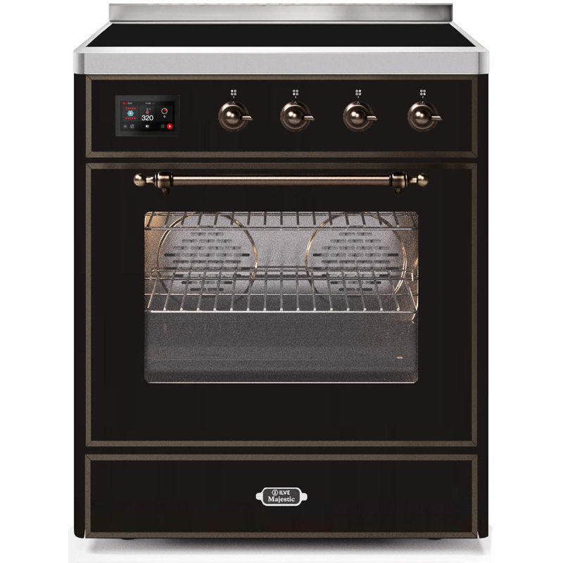 ILVE Majestic II Series 40 inch Induction Range with 6 Induction Elements (Glass Door), Glossy Black/Bronze