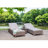 Ashyr 78.7cm Long Reclining Double Chaise with Cushions and Table
