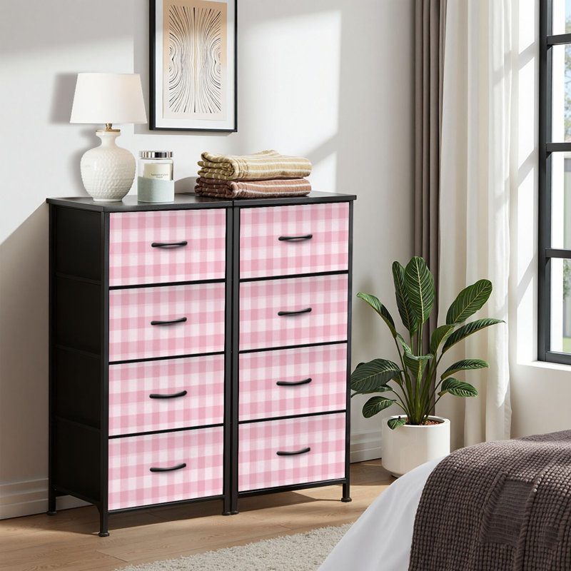 4 Drawer Dresser for Bedroom, Narrow Chest of Drawers, Wooden Top and Study Iron Frame 18"x37.5"-(WxH)