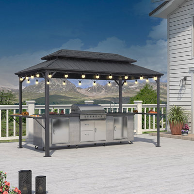 Aluminum Hardtop Grill Gazebo with Lighted