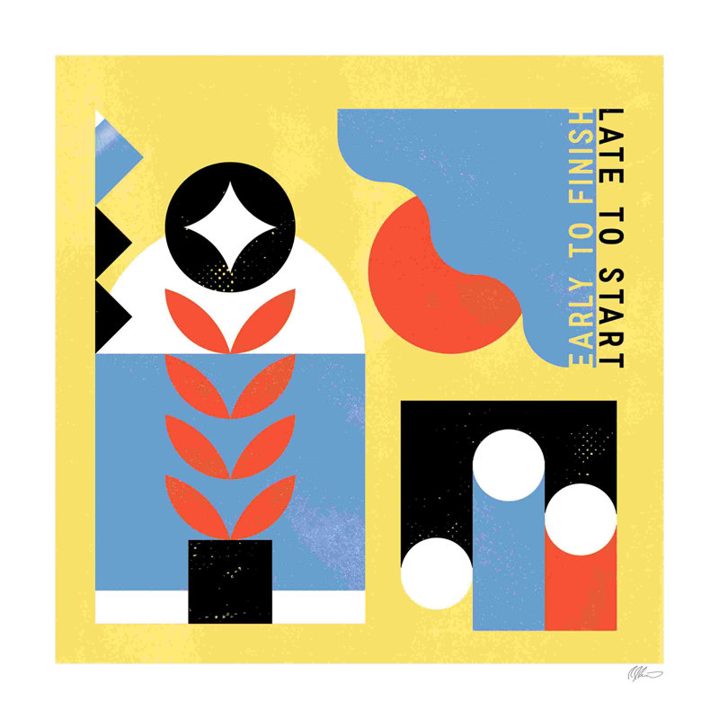 «Late Start» par Robert John Paterson - impression, H 36 po x l 36 po, Oui, Papier avec cadre unique blanc