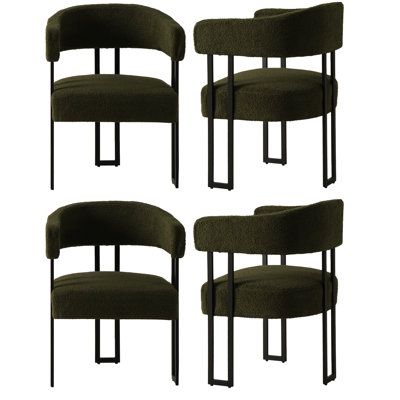 Haskett Upholstered Dining Armchair with metal legs by Orren Ellis
