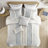 Cotton Printed Comforter Set With Chenille White/Navy King-121771427-121771428