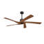 54inch 5 Blade ABS Plastic Ceiling Fan with Remote 6-Speed Reversible DC Motor, Black and Walnut-620337789-659540604-620337790