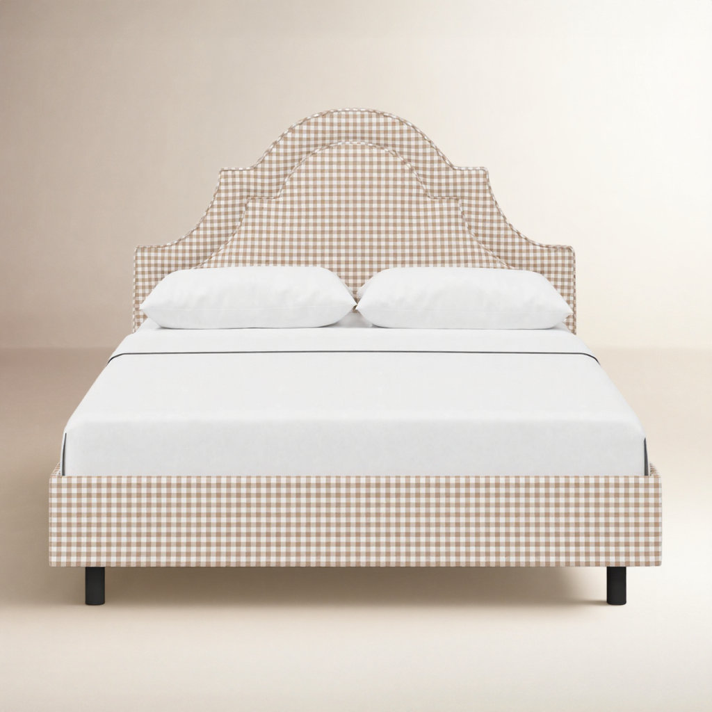 Knipe Upholstered Bed, King, Classic Gingham Tan