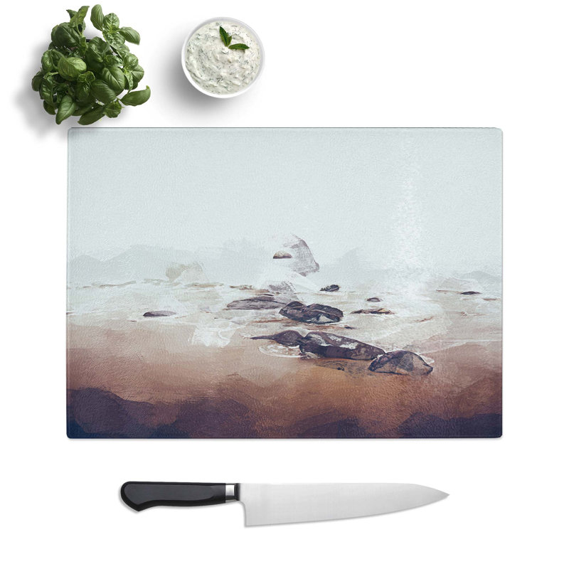 Tempered Glass Rocks upon a Beach in San Francisco Chopping Board, 28.5 cm W x 20 cm L
