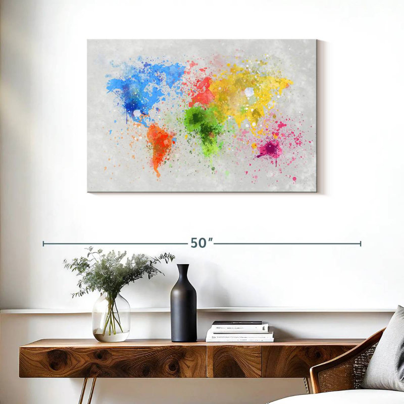 Carte du monde artistique Aliaz, H 24 po x l 36 po