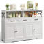 Solid Wood Farmhouse Buffet Cabinet – Charging Port, 3 Drawers, 4 Doors & Adjustable Storage-716552722