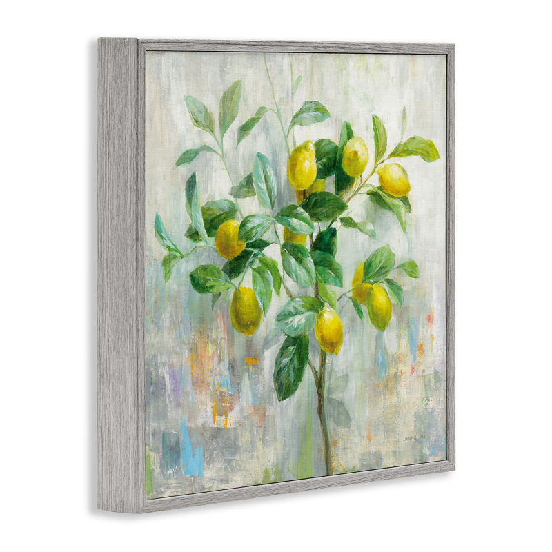 «Abstract Lemon Tree Branch Fruit» par Danhui Nai - reproduction d'art, Cadre noir, H 12 po x l 12 po